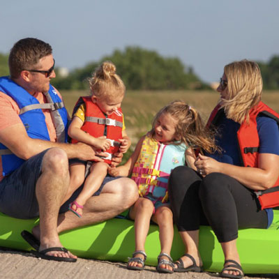 Family getting ready to kayak